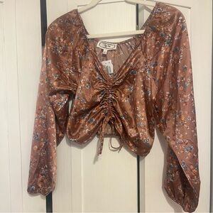 Hippie Rose Floral Long Sleeve Top NWT
